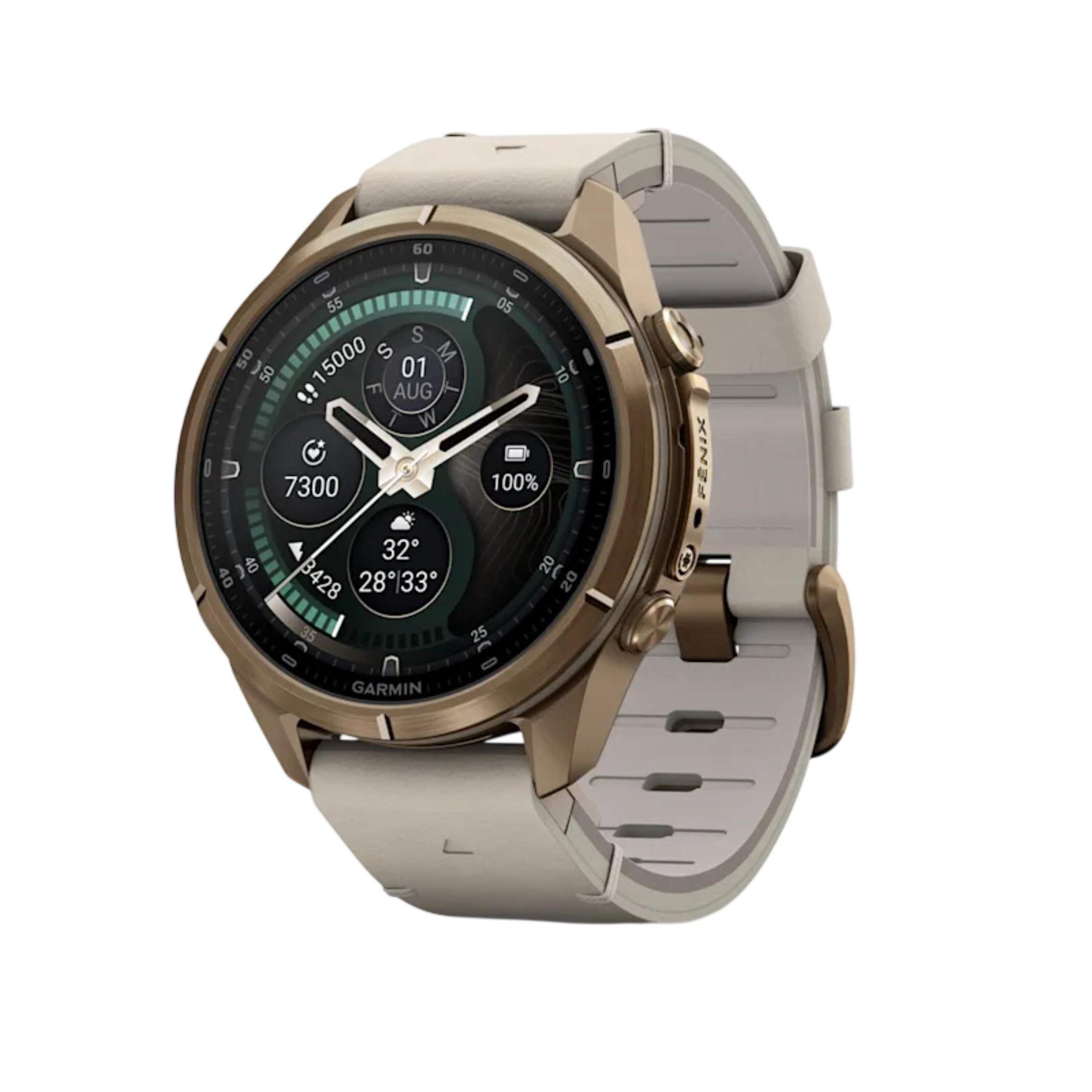 Смарт-годинник Garmin Fenix 9 Pro inReach 43mm Autumn Gold Titanium Case with Bone Leather Band (010-04335-40)