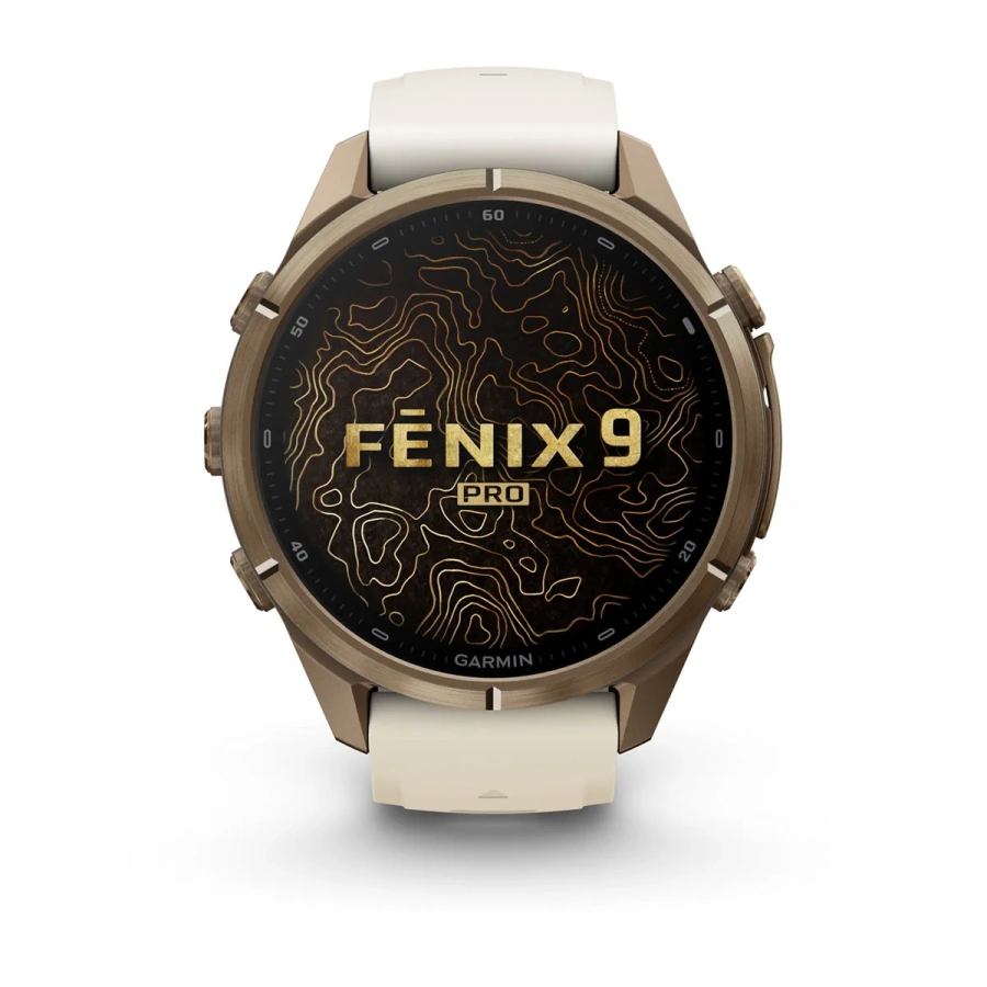 Смарт-годинник Garmin Fenix 9 Pro inReach 43mm Autumn Gold Titanium Case with Cream/French Gray Silicone Band (010-04335-20/21)