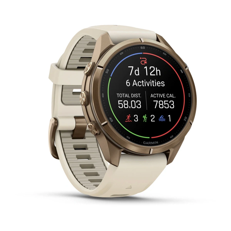 Смарт-годинник Garmin Fenix 9 Pro inReach 43mm Autumn Gold Titanium Case with Cream/French Gray Silicone Band (010-04335-20/21)