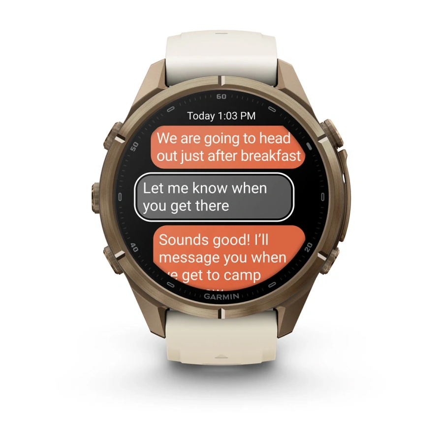 Смарт-годинник Garmin Fenix 9 Pro inReach 43mm Autumn Gold Titanium Case with Cream/French Gray Silicone Band (010-04335-20/21)
