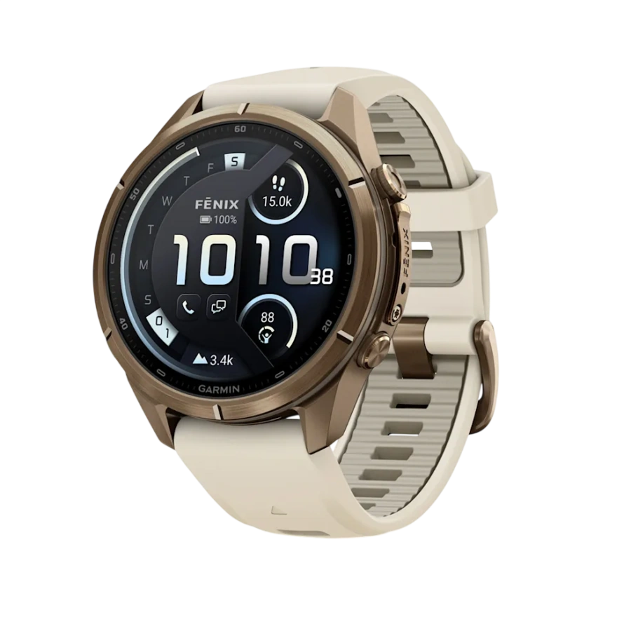 Смарт-годинник Garmin Fenix 9 Pro inReach 43mm Autumn Gold Titanium Case with Cream/French Gray Silicone Band (010-04335-20/21)