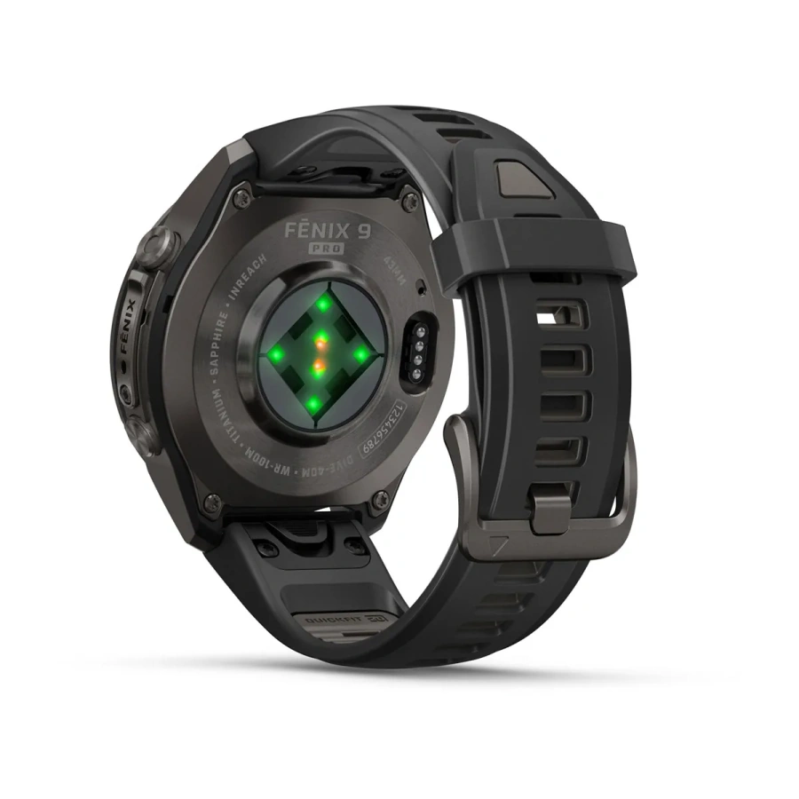Смарт-годинник Garmin Fenix 9 Pro inReach 43mm Carbon Gray DLC Titanium Case with Black/Pebble Gray Silicone Band (010-04335-10/11)
