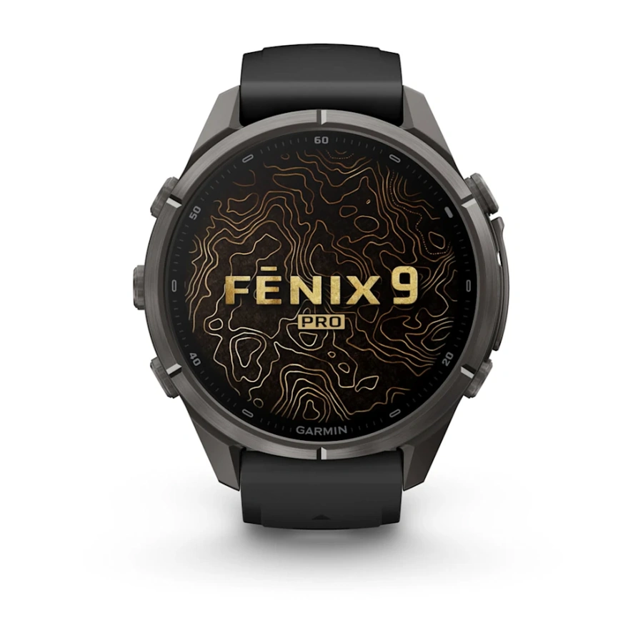 Смарт-годинник Garmin Fenix 9 Pro inReach 43mm Carbon Gray DLC Titanium Case with Black/Pebble Gray Silicone Band (010-04335-10/11)