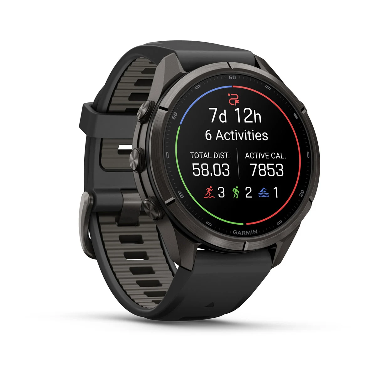Смарт-годинник Garmin Fenix 9 Pro inReach 43mm Carbon Gray DLC Titanium Case with Black/Pebble Gray Silicone Band (010-04335-10/11)