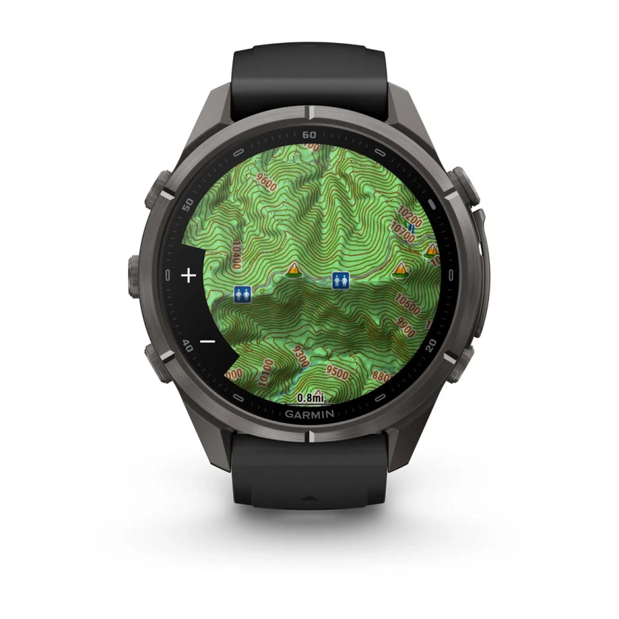 Смарт-годинник Garmin Fenix 9 Pro inReach 43mm Carbon Gray DLC Titanium Case with Black/Pebble Gray Silicone Band (010-04335-10/11)