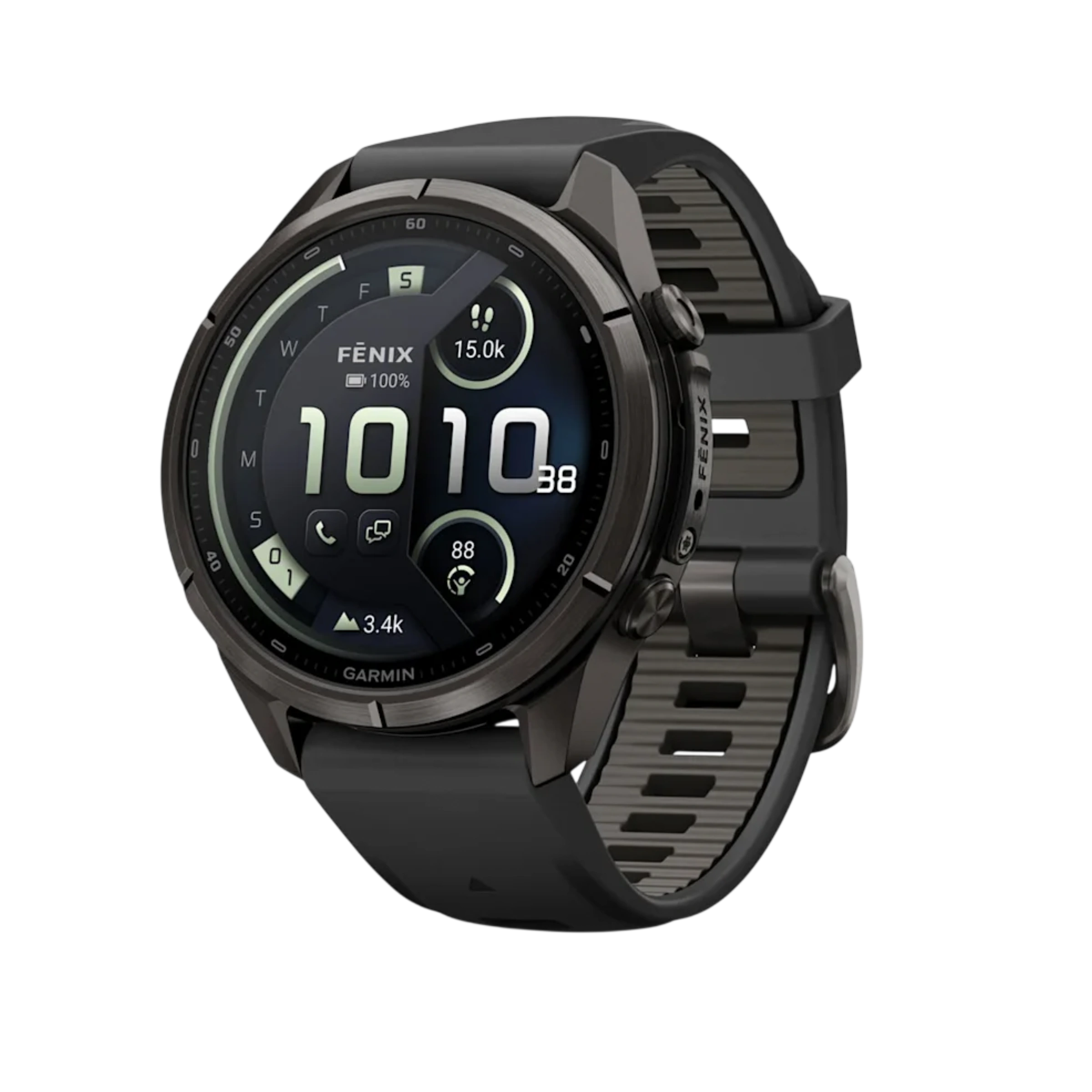 Смарт-годинник Garmin Fenix 9 Pro inReach 43mm Carbon Gray DLC Titanium Case with Black/Pebble Gray Silicone Band (010-04335-10/11)