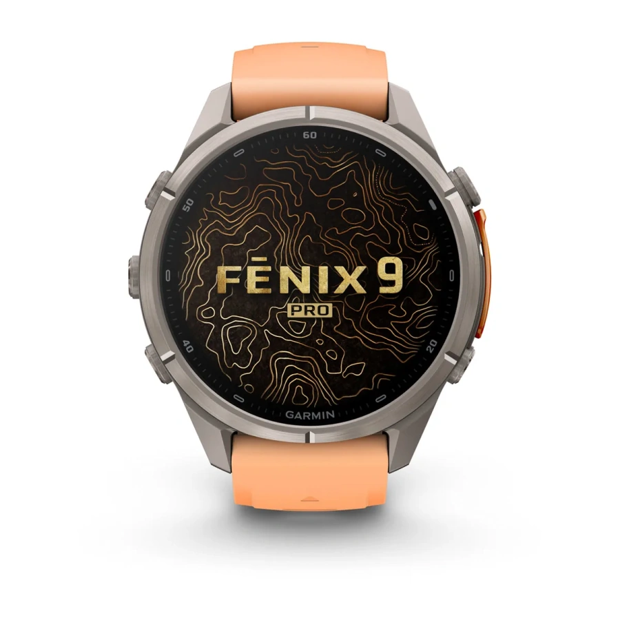 Смарт-годинник Garmin Fenix 9 Pro inReach 43mm Titanium Case with Shell Pink/Autumn Orange Silicone Band (010-04335-00/01)