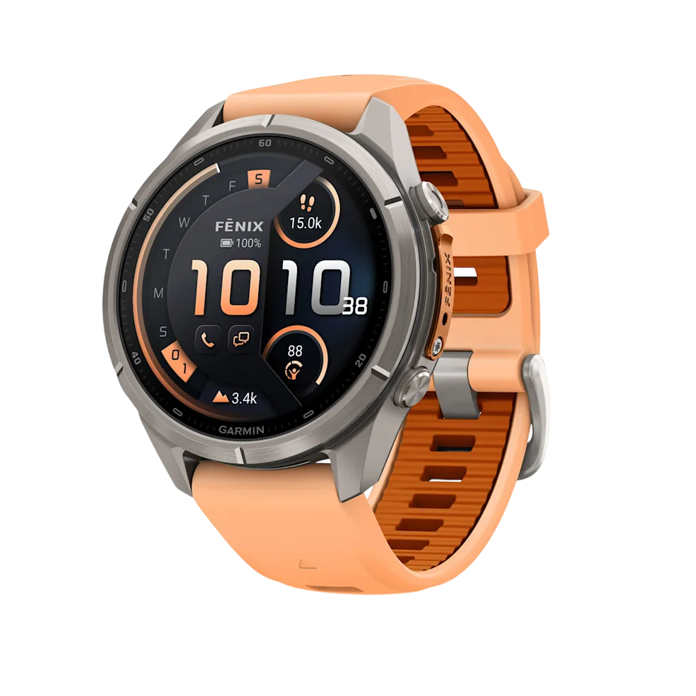Смарт-годинник Garmin Fenix 9 Pro inReach 43mm Titanium Case with Shell Pink/Autumn Orange Silicone Band (010-04335-00/01)