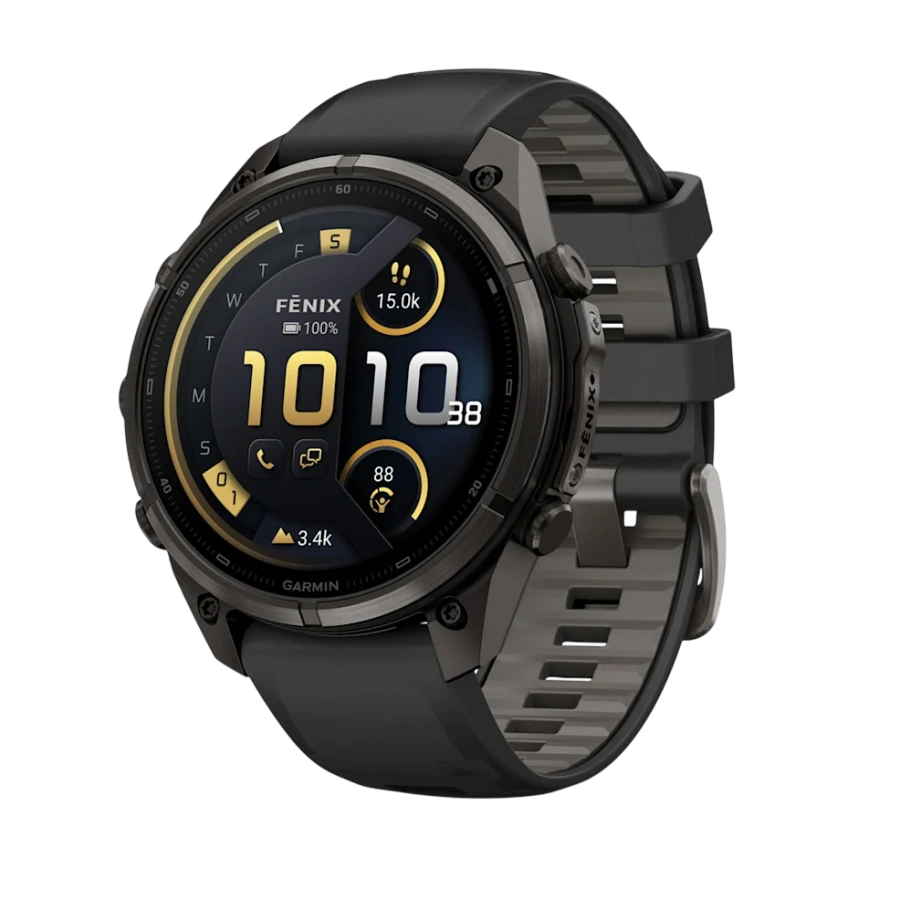 Смарт-годинник Garmin Fenix 9 Pro inReach 47mm Carbon Gray DLC Titanium Case with Black/Pebble Gray Silicone Band (010-04336-10/11)