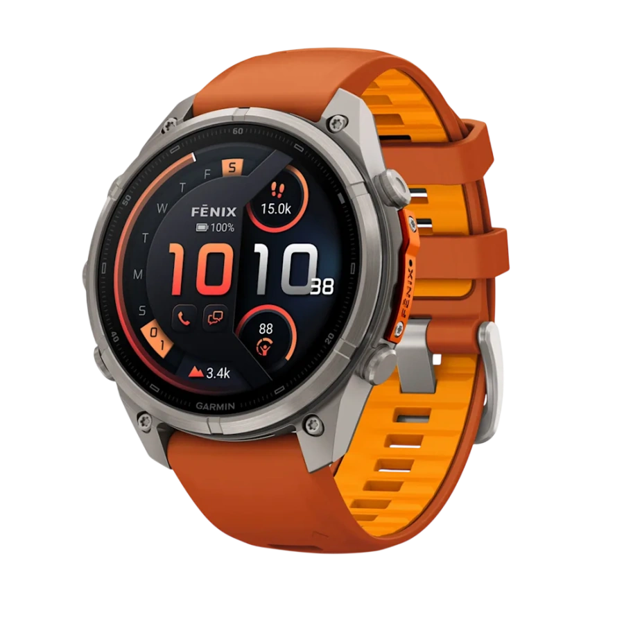 Смарт-годинник Garmin Fenix 9 Pro inReach 47mm Titanium Case with Autumn Orange/Spark Orange Silicone Band (010-04336-00/01)