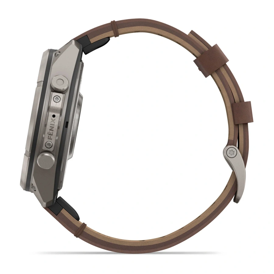 Смарт-годинник Garmin Fenix 9 Pro inReach 47mm Titanium Case with Walnut Leather Band (010-04336-40)