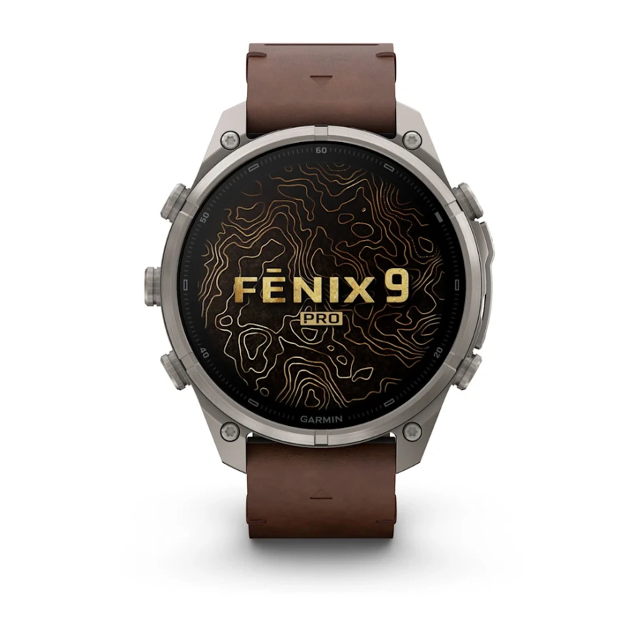 Смарт-годинник Garmin Fenix 9 Pro inReach 47mm Titanium Case with Walnut Leather Band (010-04336-40)