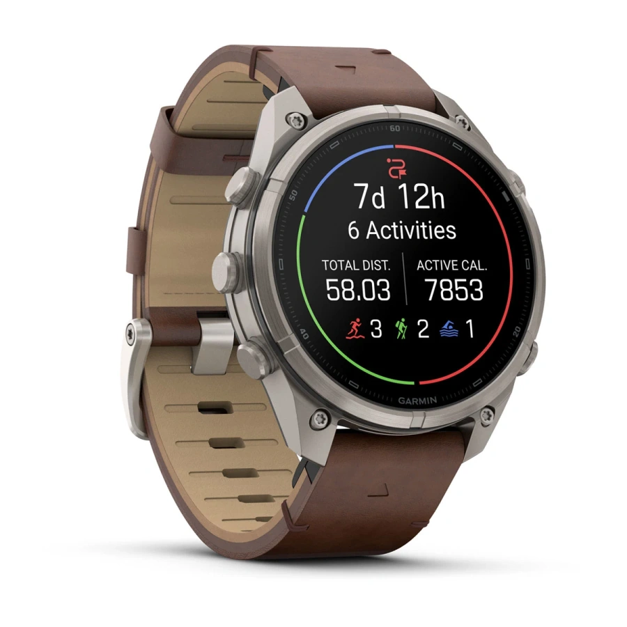 Смарт-годинник Garmin Fenix 9 Pro inReach 47mm Titanium Case with Walnut Leather Band (010-04336-40)