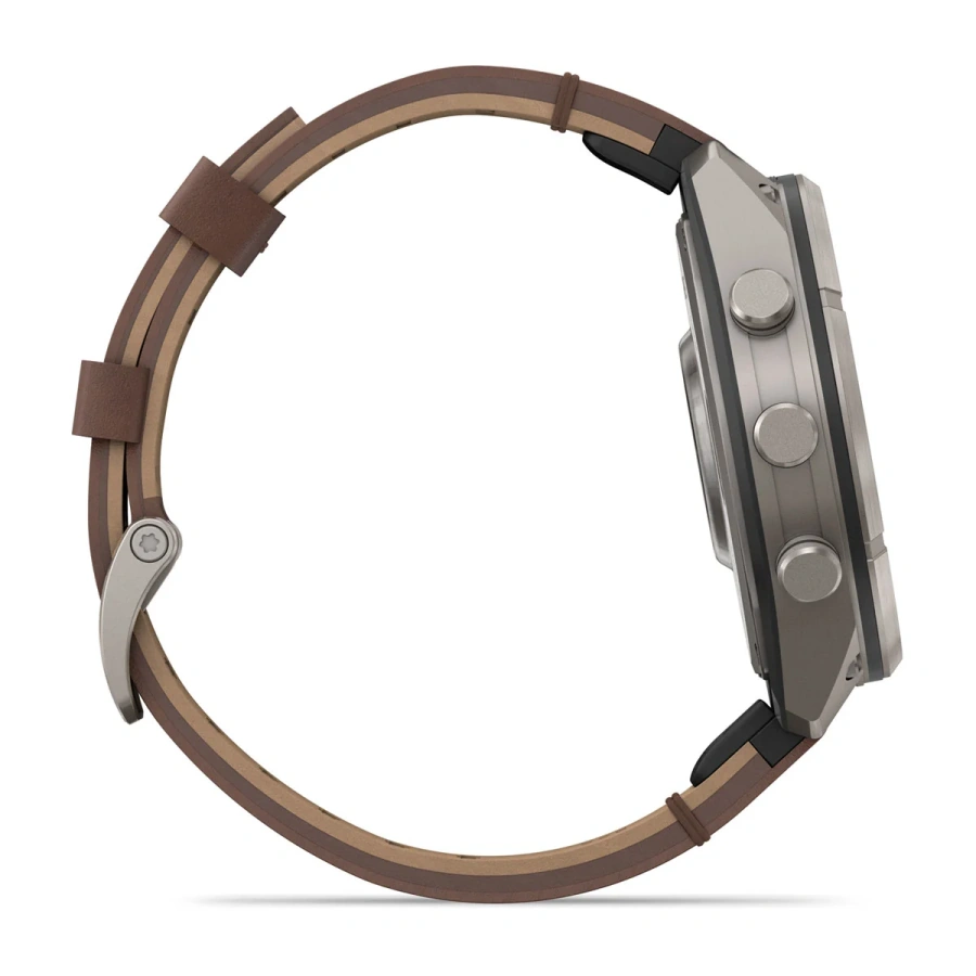 Смарт-годинник Garmin Fenix 9 Pro inReach 47mm Titanium Case with Walnut Leather Band (010-04336-40)