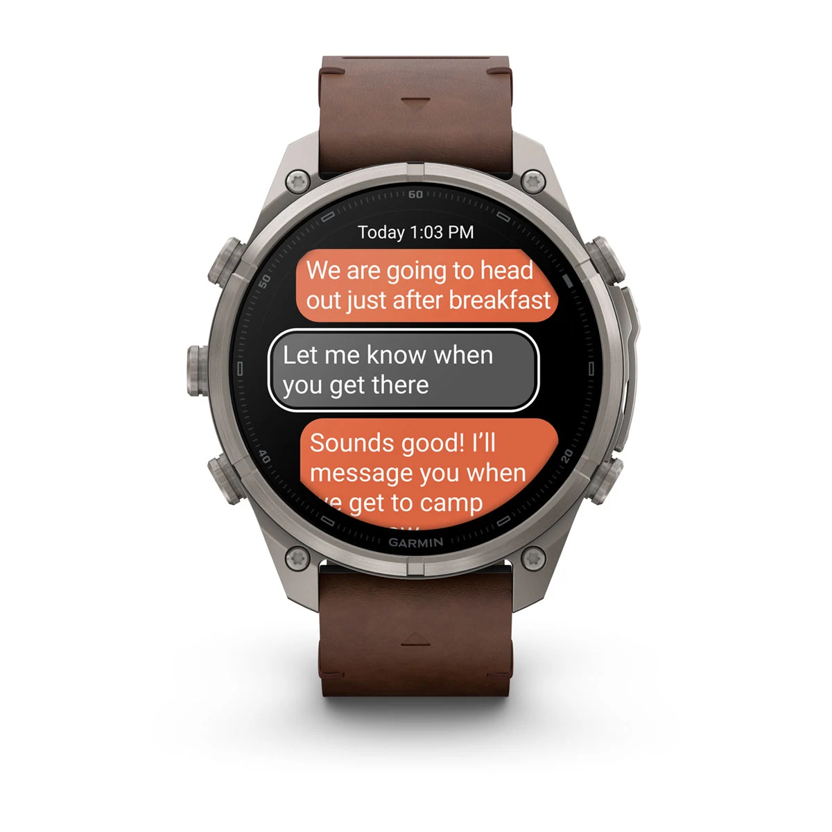 Смарт-годинник Garmin Fenix 9 Pro inReach 47mm Titanium Case with Walnut Leather Band (010-04336-40)