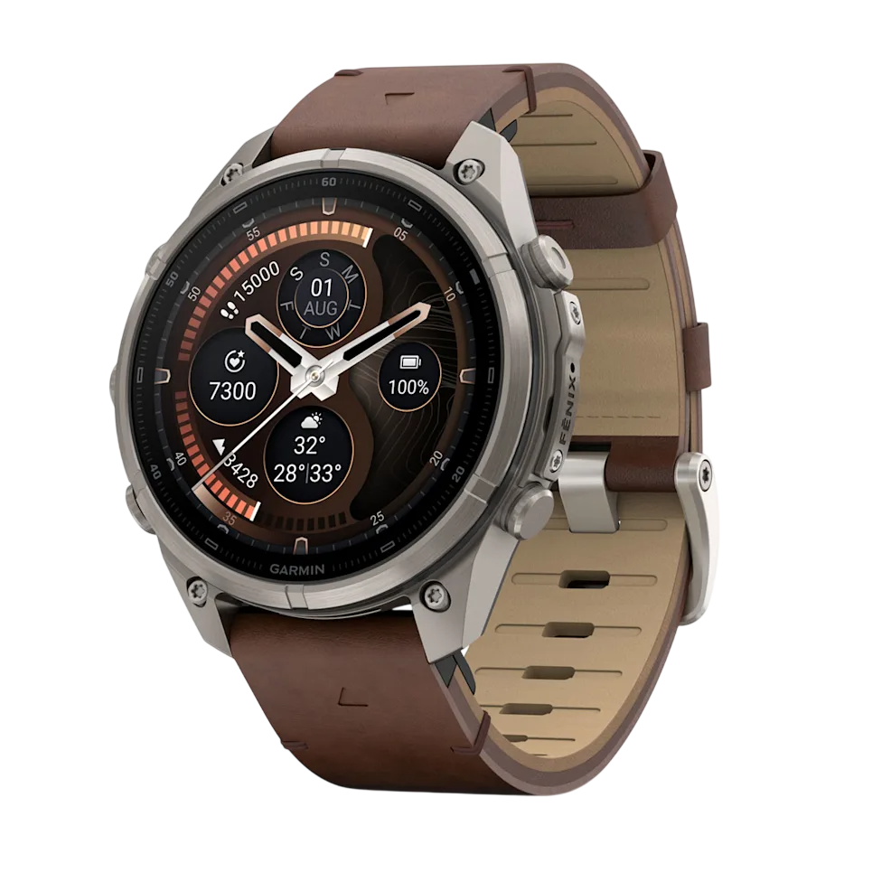 Смарт-годинник Garmin Fenix 9 Pro inReach 47mm Titanium Case with Walnut Leather Band (010-04336-40)