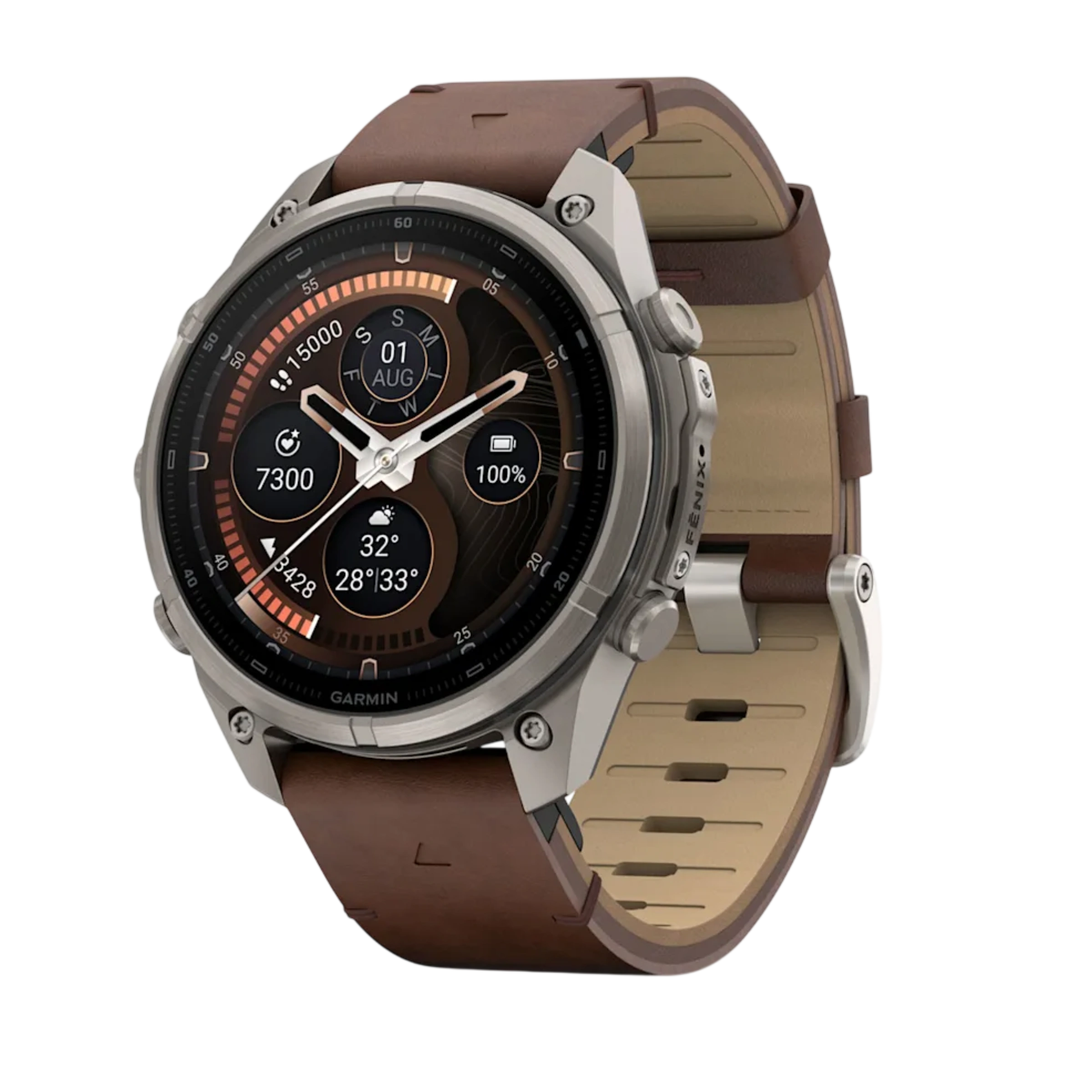Смарт-годинник Garmin Fenix 9 Pro inReach 47mm Titanium Case with Walnut Leather Band (010-04336-40)