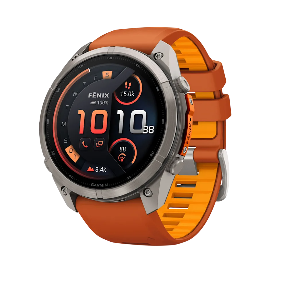 Смарт-годинник Garmin Fenix 9 Pro inReach 51mm Titanium Case with Autumn Orange/Spark Orange Silicone Band (010-04337-00/01)