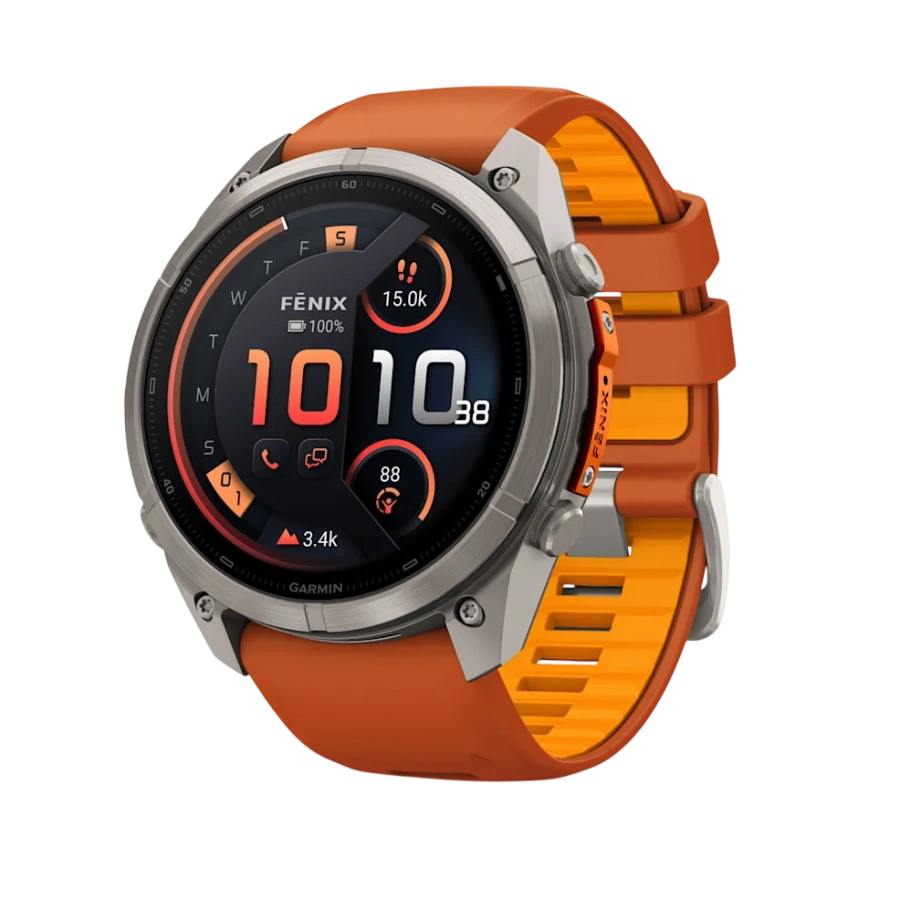 Смарт-годинник Garmin Fenix 9 Pro inReach 51mm Titanium Case with Autumn Orange/Spark Orange Silicone Band (010-04337-00/01)