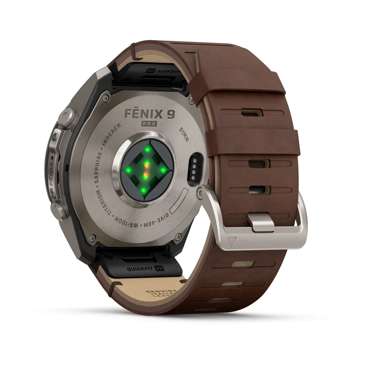 Смарт-годинник Garmin Fenix 9 Pro inReach 51mm Titanium Case with Walnut Leather Band (010-04337-40)