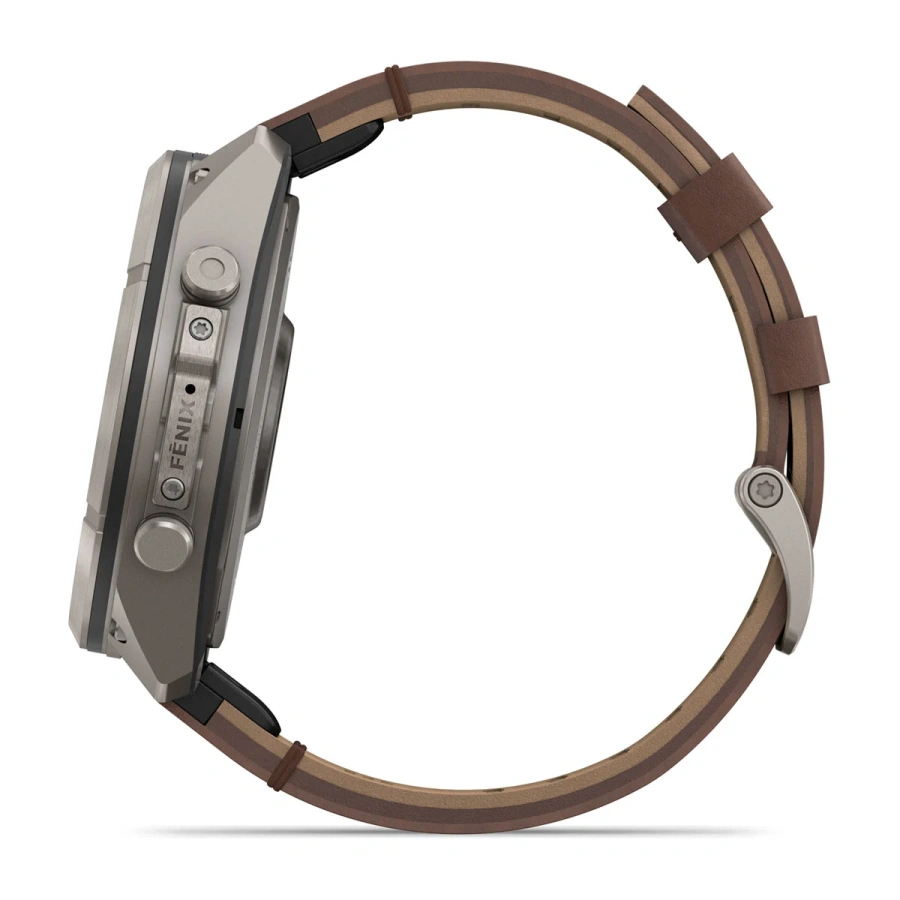 Смарт-годинник Garmin Fenix 9 Pro inReach 51mm Titanium Case with Walnut Leather Band (010-04337-40)