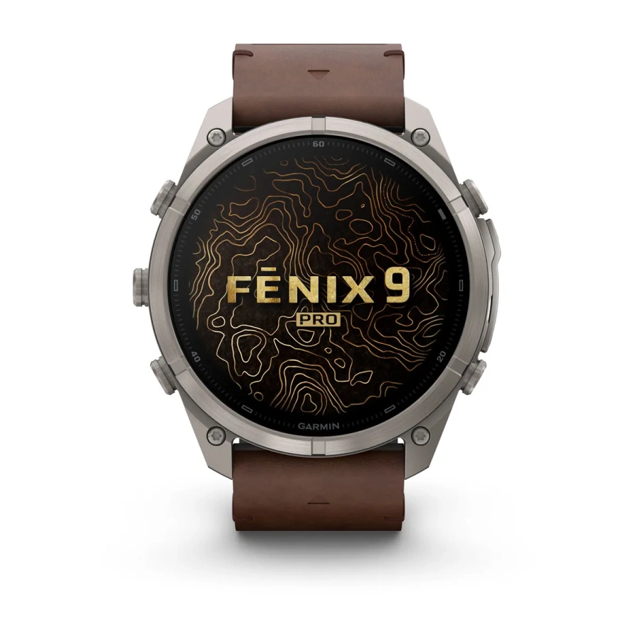 Смарт-годинник Garmin Fenix 9 Pro inReach 51mm Titanium Case with Walnut Leather Band (010-04337-40)