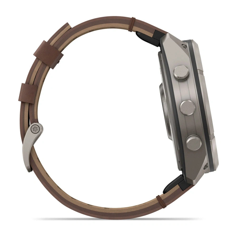 Смарт-годинник Garmin Fenix 9 Pro inReach 51mm Titanium Case with Walnut Leather Band (010-04337-40)