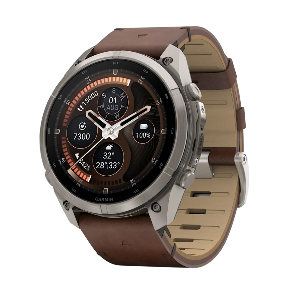 Смарт-годинник Garmin Fenix 9 Pro inReach 51mm Titanium Case with Walnut Leather Band (010-04337-40)
