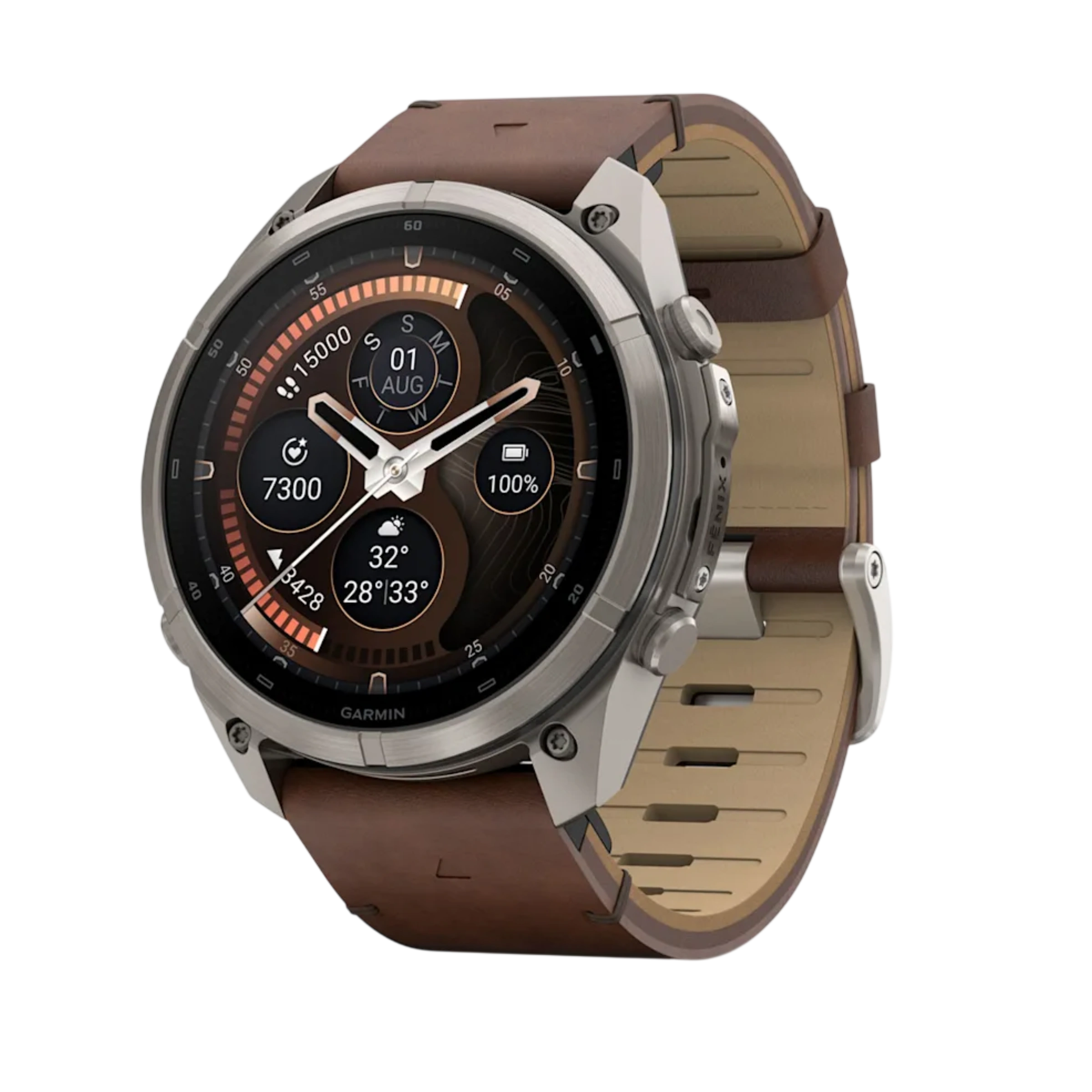 Смарт-годинник Garmin Fenix 9 Pro inReach 51mm Titanium Case with Walnut Leather Band (010-04337-40)