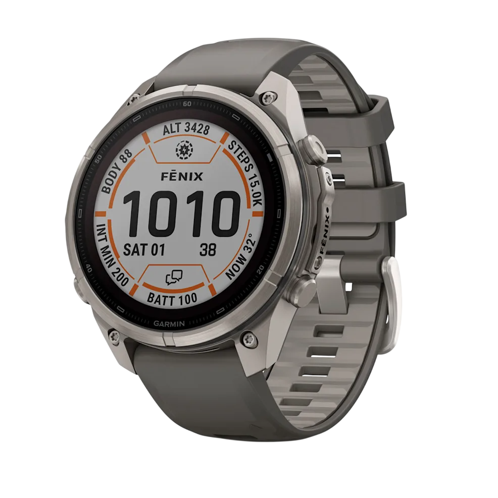 Смарт-годинник Garmin Fenix 9 Pro inReach Solar 47mm Titanium Case with Pebble Gray/Silver Gray Silicone Band (010-04338-00/01)