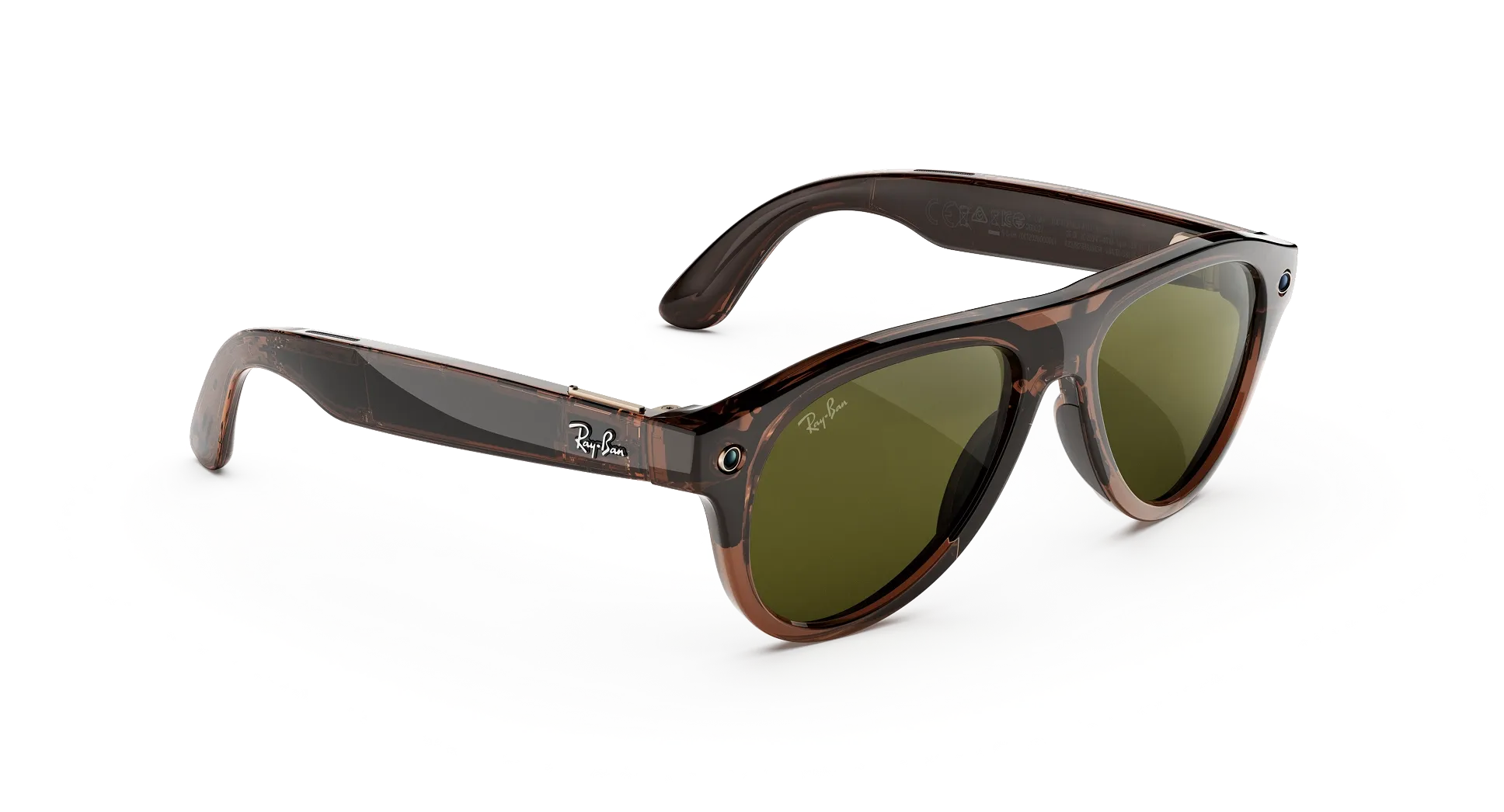 Смарт-очки Ray-Ban | Meta Aviator [Gen 3] Standard Polished Transparent Umber Frame / Clear to Jade Transitions Lenses (RW4016 6912JD 54-18)