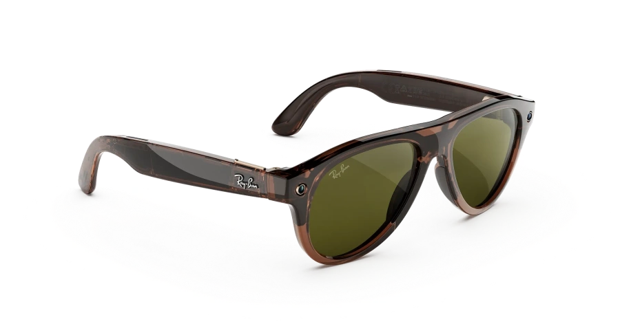 Смарт-очки Ray-Ban | Meta Aviator [Gen 3] Standard Polished Transparent Umber Frame / Clear to Jade Transitions Lenses (RW4016 6912JD 54-18)