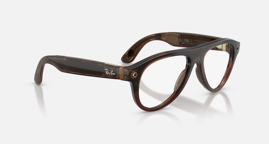 Смарт-очки Ray-Ban | Meta Aviator [Gen 3] Standard Polished Transparent Umber Frame / Clear to Jade Transitions Lenses (RW4016 6912JD 54-18)
