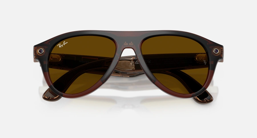 Смарт-очки Ray-Ban | Meta Aviator [Gen 3] Standard Polished Transparent Umber Frame / Clear to Jade Transitions Lenses (RW4016 6912JD 54-18)