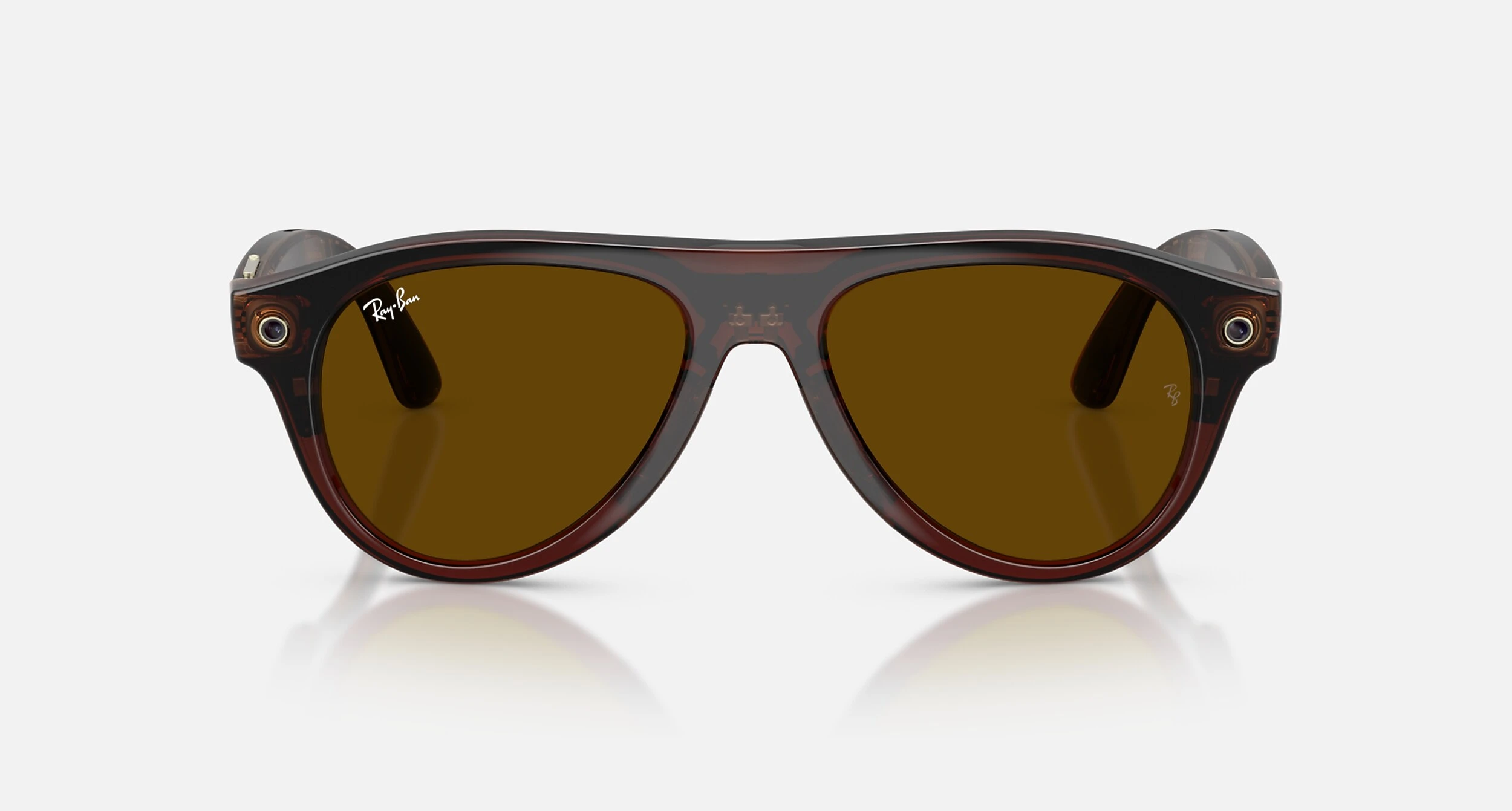 Смарт-очки Ray-Ban | Meta Aviator [Gen 3] Standard Polished Transparent Umber Frame / Clear to Jade Transitions Lenses (RW4016 6912JD 54-18)