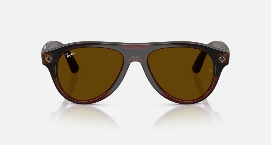 Смарт-очки Ray-Ban | Meta Aviator [Gen 3] Standard Polished Transparent Umber Frame / Clear to Jade Transitions Lenses (RW4016 6912JD 54-18)