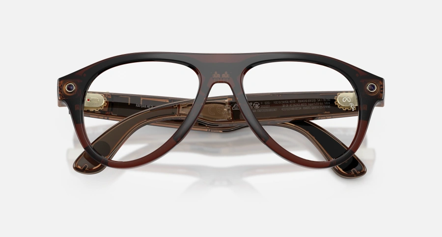 Смарт-очки Ray-Ban | Meta Aviator [Gen 3] Standard Polished Transparent Umber Frame / Clear to Jade Transitions Lenses (RW4016 6912JD 54-18)