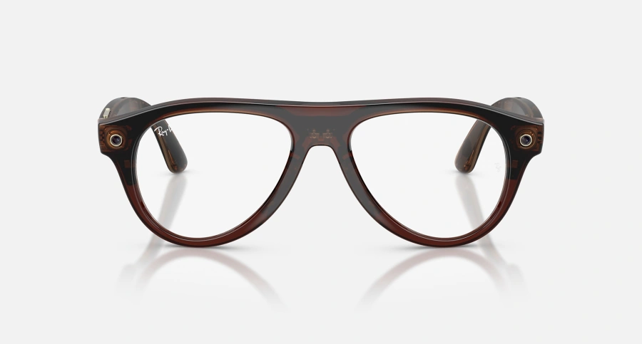 Смарт-очки Ray-Ban | Meta Aviator [Gen 3] Standard Polished Transparent Umber Frame / Clear to Jade Transitions Lenses (RW4016 6912JD 54-18)