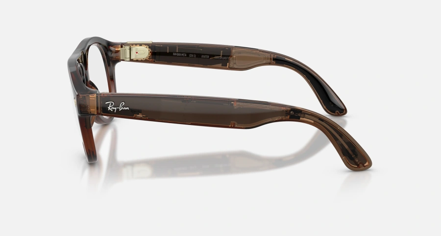 Смарт-очки Ray-Ban | Meta Aviator [Gen 3] Standard Polished Transparent Umber Frame / Clear to Jade Transitions Lenses (RW4016 6912JD 54-18)