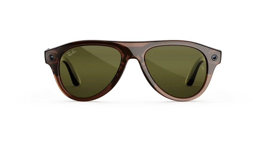 Смарт-очки Ray-Ban | Meta Aviator [Gen 3] Standard Polished Transparent Umber Frame / Clear to Jade Transitions Lenses (RW4016 6912JD 54-18)