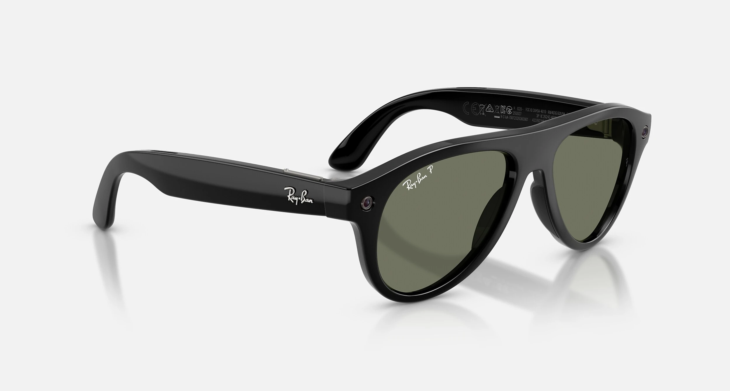 Смарт-окуляри Ray-Ban | Meta Aviator [Gen 3] Standard Shiny Black Frame / Green Polarized Lenses (RW4016 601/9A 54-18)