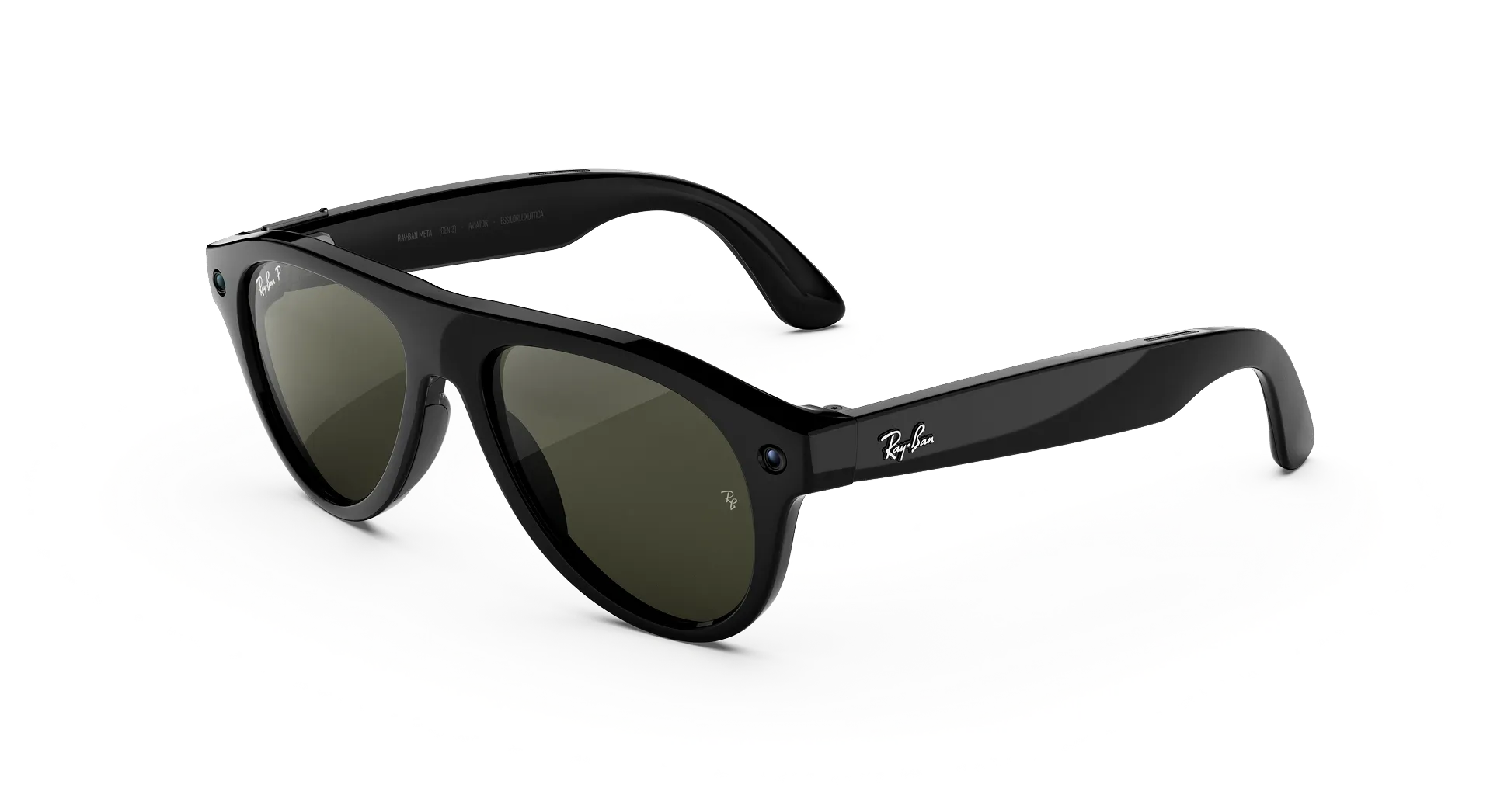 Смарт-окуляри Ray-Ban | Meta Aviator [Gen 3] Standard Shiny Black Frame / Green Polarized Lenses (RW4016 601/9A 54-18)
