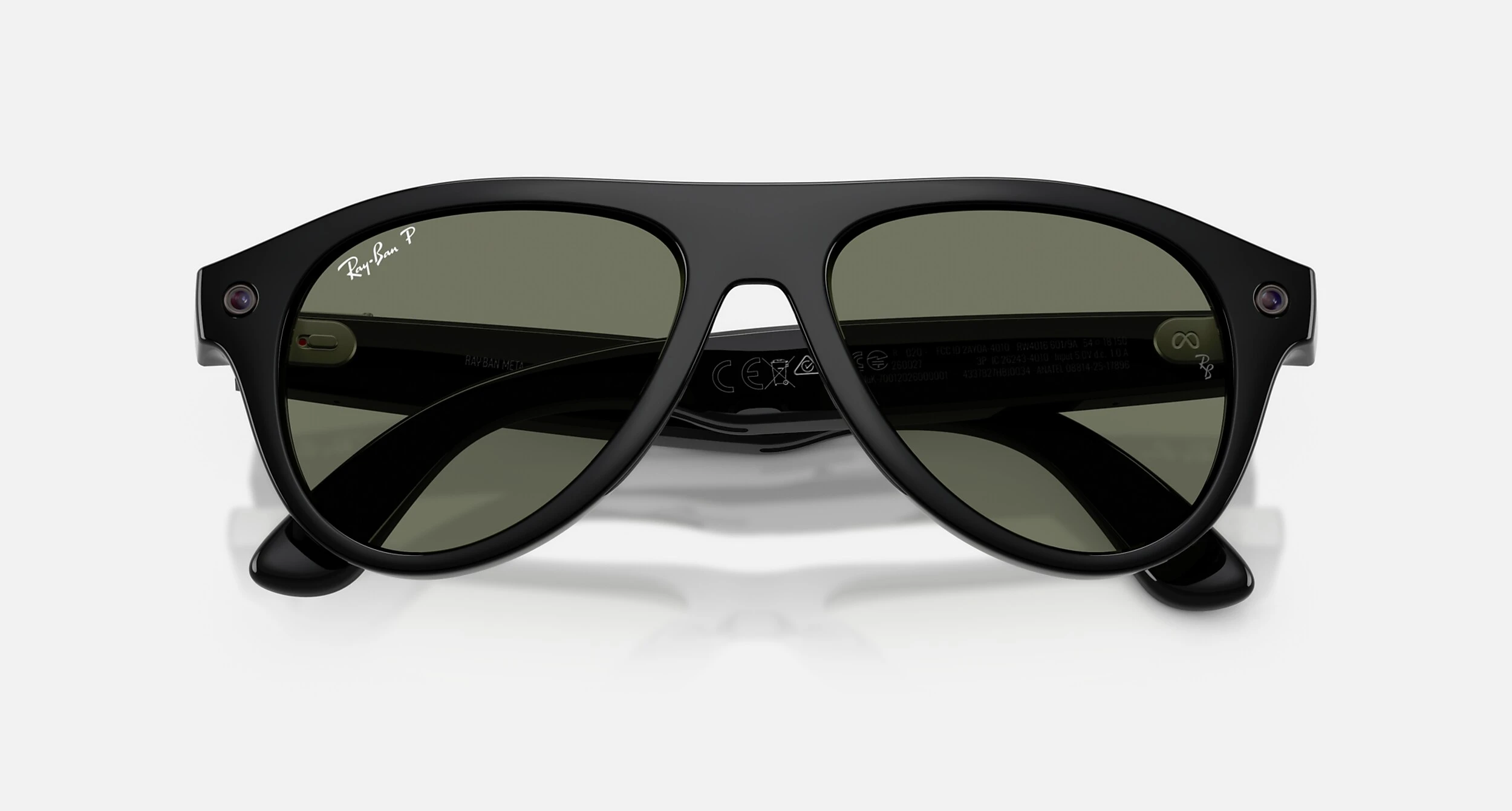 Смарт-окуляри Ray-Ban | Meta Aviator [Gen 3] Standard Shiny Black Frame / Green Polarized Lenses (RW4016 601/9A 54-18)