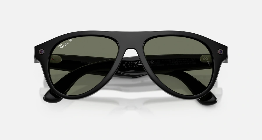 Смарт-окуляри Ray-Ban | Meta Aviator [Gen 3] Standard Shiny Black Frame / Green Polarized Lenses (RW4016 601/9A 54-18)