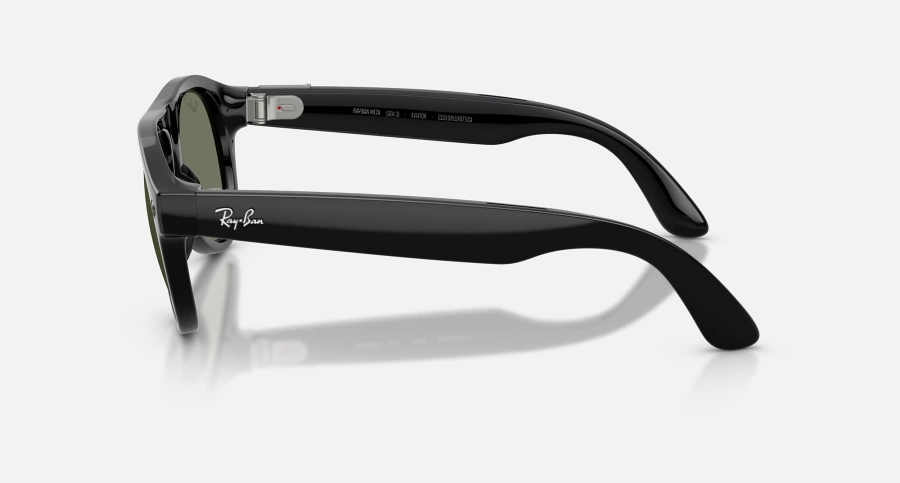 Смарт-окуляри Ray-Ban | Meta Aviator [Gen 3] Standard Shiny Black Frame / Green Polarized Lenses (RW4016 601/9A 54-18)