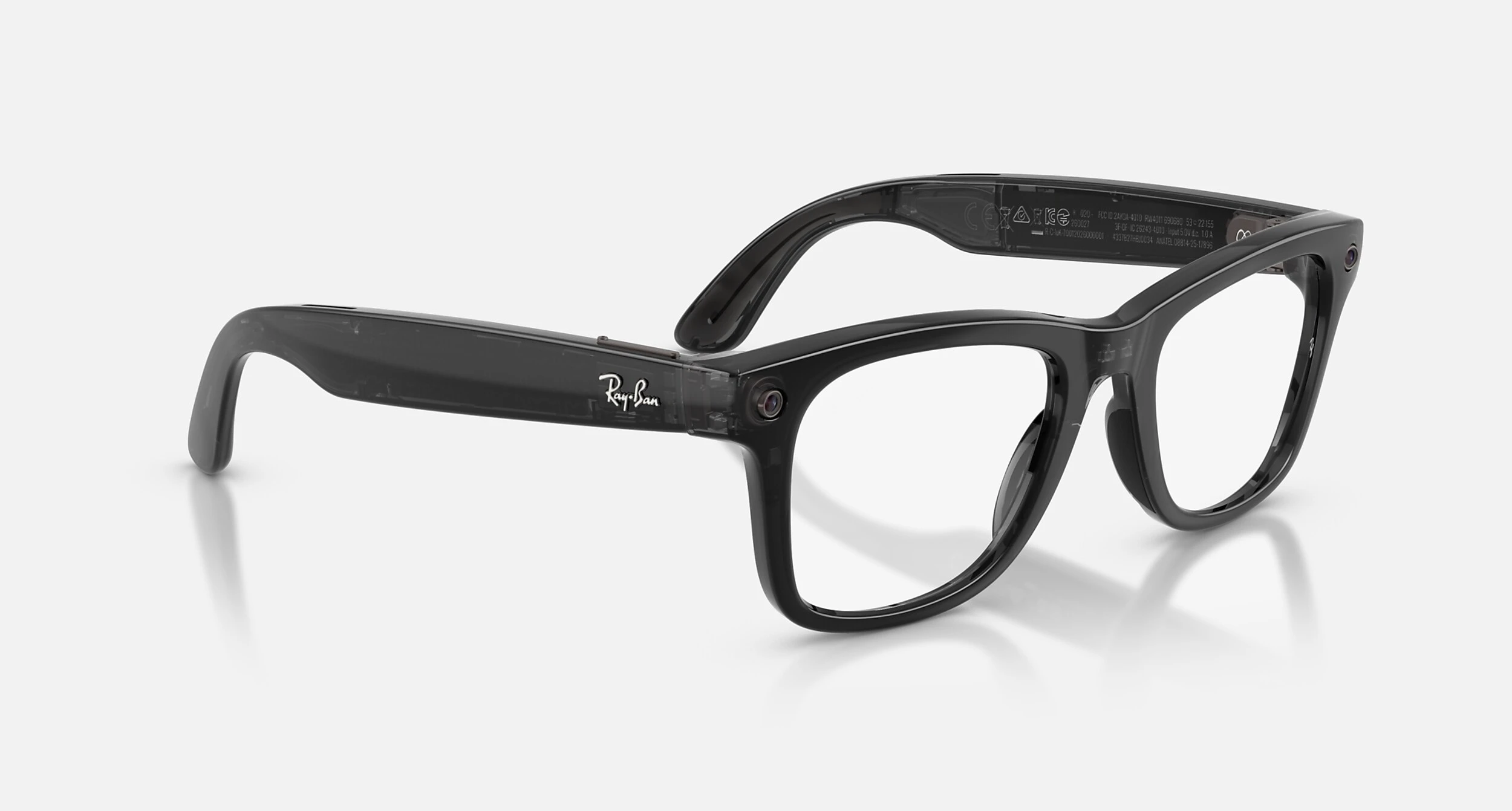 Смарт-окуляри Ray-Ban | Meta Wayfarer [Gen 3] Large Polished Transparent Black Frame / Clear to Aquamarine Transitions Lenses (RW4011 690680 53-22)