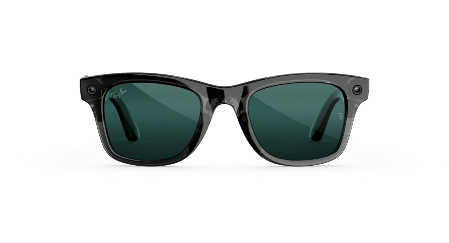 Смарт-окуляри Ray-Ban | Meta Wayfarer [Gen 3] Large Polished Transparent Black Frame / Clear to Aquamarine Transitions Lenses (RW4011 690680 53-22)