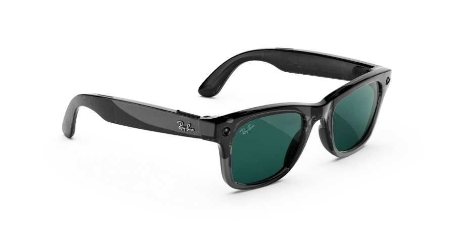 Смарт-окуляри Ray-Ban | Meta Wayfarer [Gen 3] Large Polished Transparent Black Frame / Clear to Aquamarine Transitions Lenses (RW4011 690680 53-22)