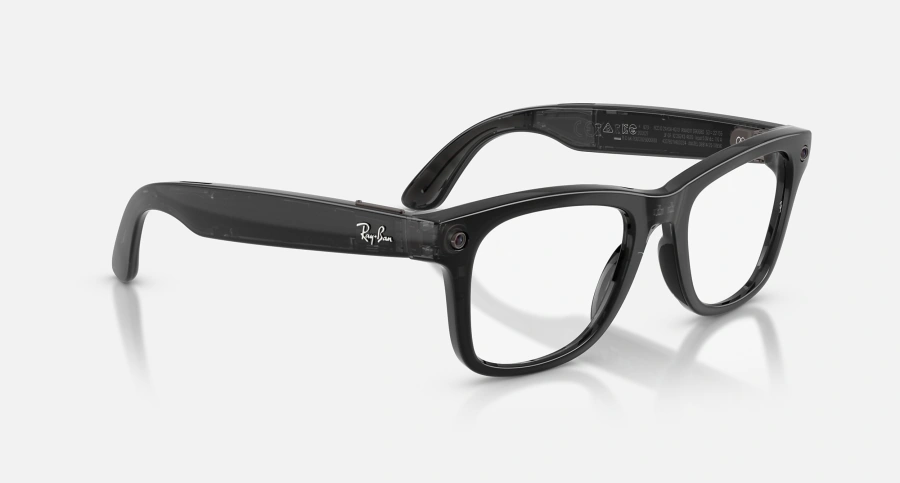 Смарт-окуляри Ray-Ban | Meta Wayfarer [Gen 3] Large Polished Transparent Black Frame / Clear to Aquamarine Transitions Lenses (RW4011 690680 53-22)