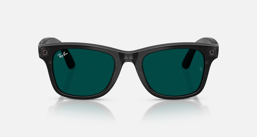 Смарт-окуляри Ray-Ban | Meta Wayfarer [Gen 3] Large Polished Transparent Black Frame / Clear to Aquamarine Transitions Lenses (RW4011 690680 53-22)